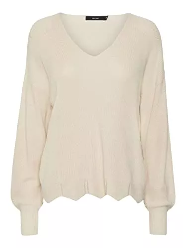 VERO MODA Pullover & Strickmode VERO MODA Damen Vmnewlexsun Scallop Ls V-Neck Pull Ga Pullover