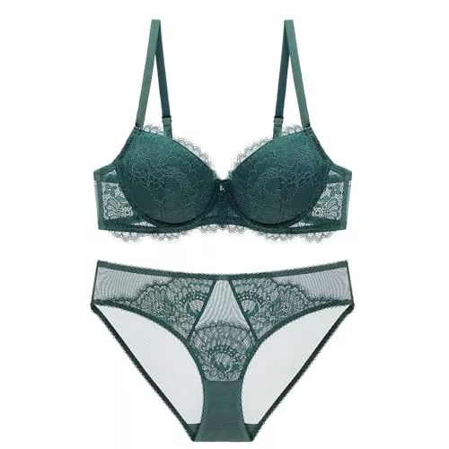 Necalisi Unterwäsche & Dessous Necalisi Dirndl Damen Damen Spitzen unterwäsche Set Spitze BH und String Push Up Bügel BH Ungepolstert Unterwäsche Lingerie dursichtige unterwäsche
