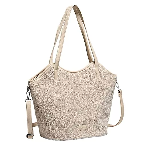 HunterBee Taschen & Rucksäcke Große Fleece Sherpa Geldbörse Teddy Plüsch Flauschige Pelz Tragetasche Große Kunstfell Handtaschen für Frauen Damen Crossbody Winter Herbst Shopper Hobo-Taschen