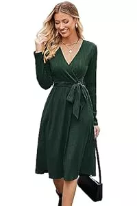 Newshows Freizeit Newshows Strickkleid Damen Herbstkleid V Ausschnitt Pulloverkleid Winterkleid Kleid mit Taschen für Herbst Winter