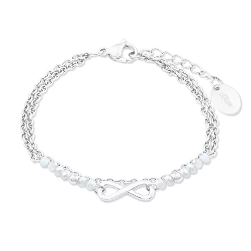 s.Oliver Schmuck s.Oliver Armband Edelstahl Damen Armschmuck, mit Glas, 16+4 cm, Gold, Infinity, Kommt in Schmuck Geschenk Box, 2036828