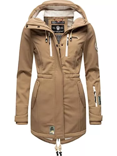 MARIKOO Jacken MARIKOO Damen Übergangsjacke Softshellmantel wasserdicht atmungsaktiv mit Kapuze Zimtzicke XS-3XL