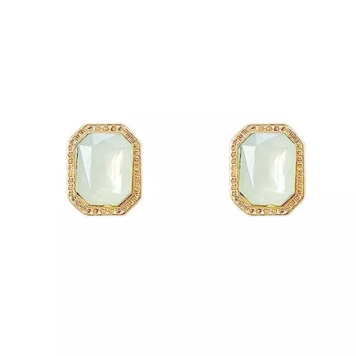 W WEILIRIAN Schmuck W WEILIRIAN Kristall quadratische Ohrringe hellgrüne Ohrstecker hellgrüne Edelsteinohrringe Vintage grüne Strassohrringe Minimalistische geometrische Ohrringe Damen Mädchen Geschenke