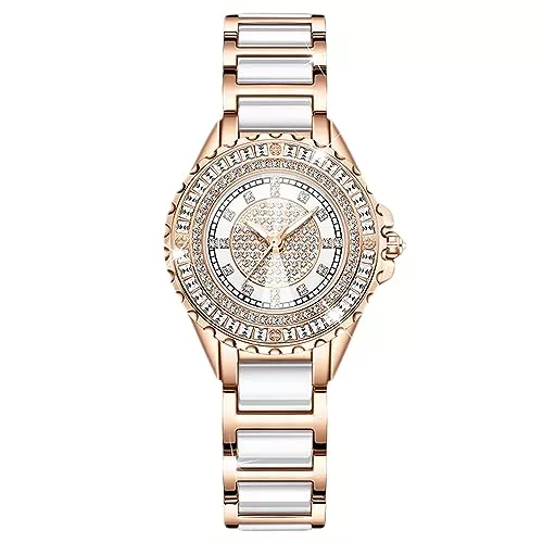 rorios Uhren rorios Damen Voll Diamant Uhren Analog Quarz Edelstahl Armbanduhren Frauen Wasserdicht Wasserdicht Uhr Elegant Quadratischer Diamant Uhr