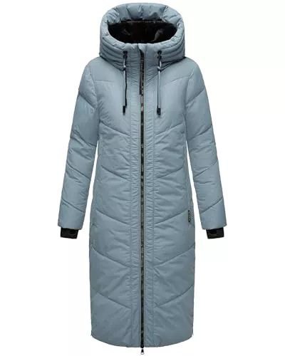 MARIKOO Mäntel MARIKOO Damen Wintermantel warmer Steppmantel lang mit Kapuze und abnehmbarem Kunstfellkragen Nadaree XVI XS-XXL