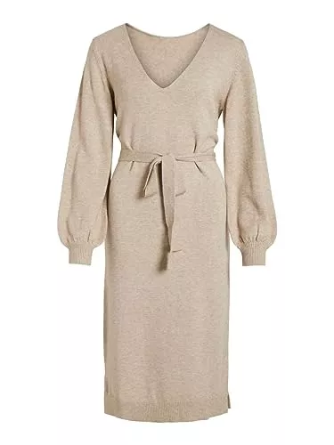 Vila Freizeit Vila Damen Viril Rev V-Neck Knit Dress-Noos Strickkleid
