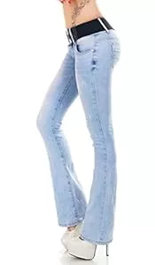 Label by Trendstylez Jeans Label by Trendstylez Damen Bootcut-Jeans Hose mit Gürtel Light Blue W350