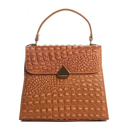 Zamponi Taschen & Rucksäcke Zamponi - Elegante Handtasche Damen Krokodil Krokodil - Schultertasche Leder Viele Taschen Fächer - Tote Shopper Tasche Große Arbeit Satchel Aktentasche Oben Griff…