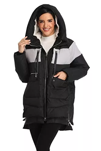 VOGMATE Mäntel VOGMATE Damen Daunenjacke mit Kapuze Winter Dicke warme Daunenjacke Winddichter Mantel für Damen