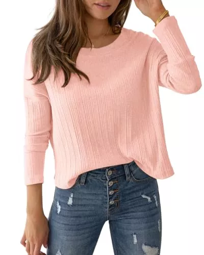 Maxwinee Pullover & Strickmode Maxwinee Langarmshirt Damen Rundhals Langarm Oberteil Crop Dünn Pullover Einfarbig