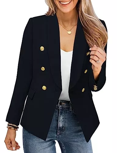 CZIMOO Blazer CZIMOO Damen Blazer Langarm Open Front Business Cardigan mit Taschen Elegant Revers Anzüge Jacken