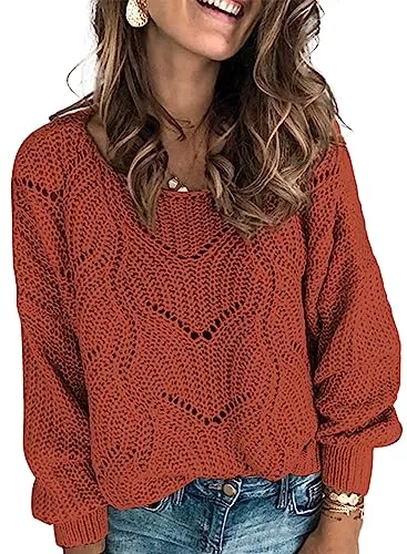 Dokotoo Pullover & Strickmode Dokotoo Damen Strickpullover Elegant Rundhals Pullover Herbst Winter Einfarbiger Pulli Oberteil Sweater S-XXL