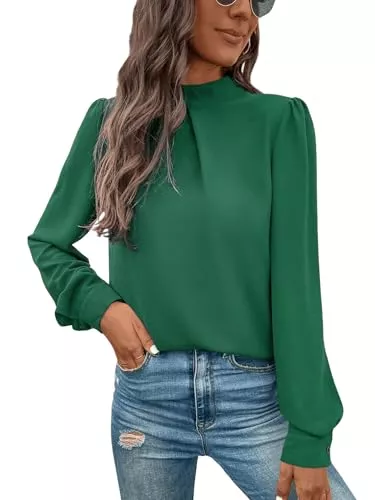 GORGLITTER Langarmblusen GORGLITTER Damen Blusen Elegant Hemdbluse Stehkragen Chiffonbluse OL Business Oberteil