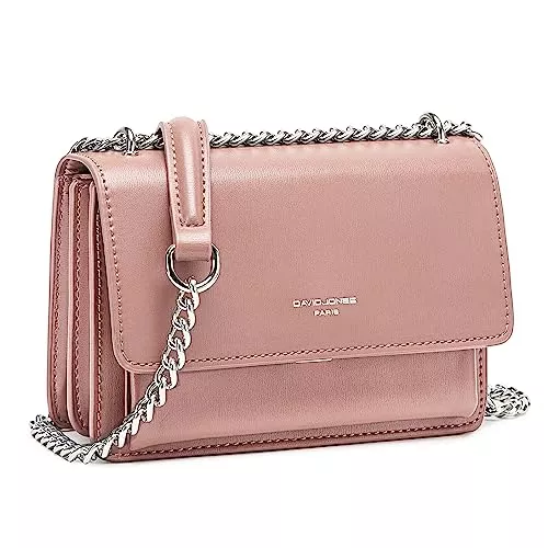 David Jones Taschen & Rucksäcke David Jones - Damen Kleine Umhängetasche - Frau Ketten Schultertasche PU Leder - Handtasche Mini Crossbody Bag mit Klappe - Handy Party Tasche Kettentasche Abendtasche Mode Trend