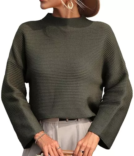 Panegy Pullover & Strickmode Panegy Damen Rollkragenpullover Pullover mit Langen Ärmeln dick gestrickt Pullover weich solide lose Pullover überdimensioniert Batwing Tops Strickwaren