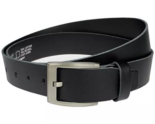 V Vascavi Gürtel Vascavi ® Ledergürtel aus Büffelleder, schwarz, 4 cm breit und ca. 0,4 cm stark, kürzbar, echt Leder, Made in Germany, für Damen und Herren #4-0020