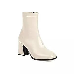 JIEEME Stiefel Synthetik Fashion Square Toe Block Heel Zipper high Heel with 8 cm Ankle Casual Boots for Women t202-42
