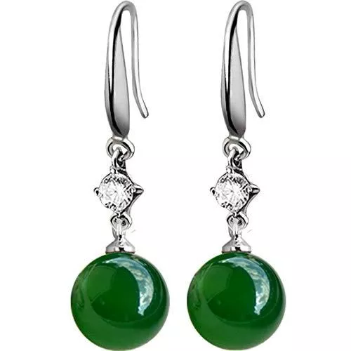 DFGHJK Schmuck Ohrringe 925 Silber Smaragd Jade Naturgrün Achat Chalcedon Edelstein Tropfen Granat Diamant Für Frauen Geschenke Mode Grün