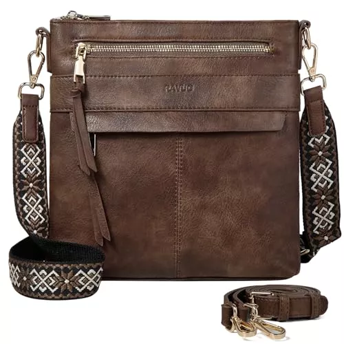 RAVUO Taschen & Rucksäcke RAVUO Crossbody-Taschen für Damen, veganes Leder, Umhängetasche, modische Damenhandtaschen mit 2 verstellbaren Trägern