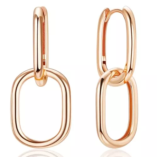 Chriscoco Schmuck Chriscoco Damen Ohrringe Silber 925 Creolen Hypoallergen Huggie Tropfen Ohrringe Convertible Link Ohrringe Creolen mit Anhänger Schmuck Damen Mädchen Ohrringe Hängend Gold Silber Rosegold
