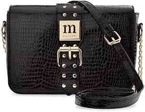 Generisch Taschen & Rucksäcke Generisch kleine Damenhandtasche Monnari croco Muster lackiert Kettenriemen Nieten shwarz