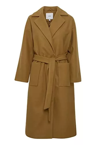 ICHI Mäntel ICHI IHJANNET JA2 Damen Wintermantel Wollmantel Winterjacke mit Reverskragen Taschen und Gürtel