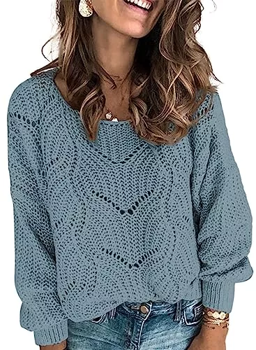 Dokotoo Pullover & Strickmode Dokotoo Damen Strickpullover Elegant Rundhals Pullover Herbst Winter Einfarbiger Pulli Oberteil Sweater S-XXL