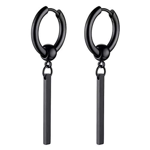 FOCALOOK Schmuck FOCALOOK Ohrringe Herren Damen Huggie Creolen Schwarz Ohrringe Edelstahl/18k Gold Ohrhänger Punk Ohrringe Ohr Piercing Modeschmuck Accessoire