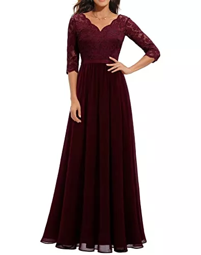 Daisyaner Abendkleider Daisyaner Damen Elegant Maxi Lang Abendkleid V-Ausschnitt Hochzeit Brautjungfernkleider