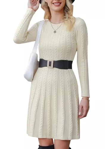 Gyabnw Freizeit Gyabnw Damen Rollkragen Strickkleid Strickpullover Elegant Winterkleid Modisches Pulloverkleid Midikleid für Freizeit Cocktail