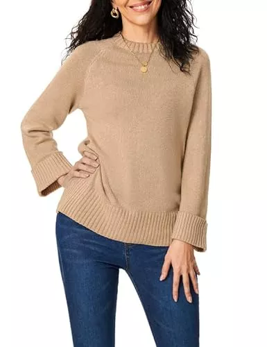 Tapata Pullover & Strickmode Tapata Damen Langarm Pullover Rundhals Sweater Elegant Strickpullover Oberteile Rippstrick Tunika Tops für Winter Hebst