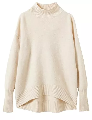 LINY XIN Pullover & Strickmode LINY XIN Damen 100% Merinowolle Pullover Herbst Winter lässig Stehkragen Warm Weich Langärmelig Lockerer Strickpullover