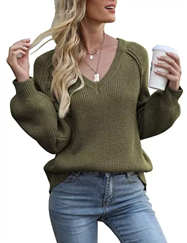 Migcaput Pullover & Strickmode Migcaput Oversize Pullover Damen Longpullover Sexy Longsleeve Pullunder Pulli Strickpullover Elegant Oberteile Frauen Loose Tops Winter Herbst