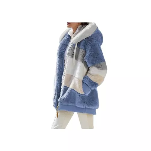 YULONGESS Jacken Fleecejacke Hoodie Damen Kapuzenpullover Warm Plüschjacke mit Reißverschluss Kapuzenjacke Elegant Winterjacke Taschen Teddy Fleece Sweatshirt Zip Up Teddy Jacken Herbst Winter Oberteile Übergangsjacke