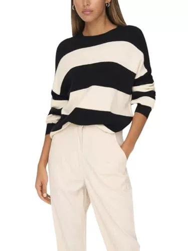 ONLY Pullover & Strickmode ONLY Female Strickpullover Rundhals Gerippte Ärmelbündchen Tief angesetzte Schulter Pullover