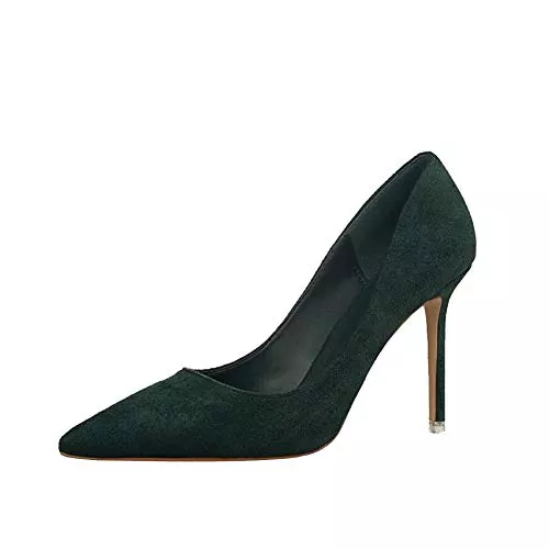 GUOCU High Heels Damen Wildlederoptik High Heel Spitz Geschlossene Zehe Stiletto Elegant Party Abiball Büroarbeit Pumps