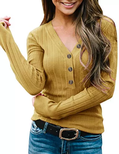 MEROKEETY Pullover & Strickmode MEROKEETY Damen Langärmeliger Pullover mit Knopfleiste Weich