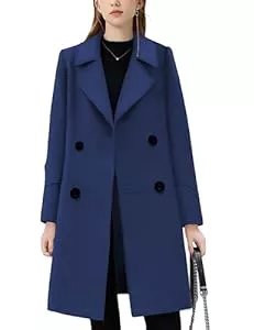 DayaEmmoTQ Mäntel DayaEmmoTQ Damen Zweireiher mittellanger Trenchcoat Revers lässige Jacke klassische Mode Schlanke Mantel