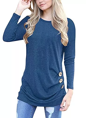 MOLERANI Langarmshirts MOLERANI Damen Langarm T-Shirt Leicht Oberteile Lose Langarmshirt Tunika Casual Bluse Rundhals Tops