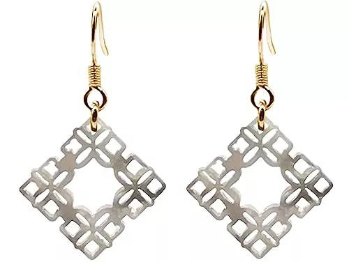 GemShine Schmuck Gemshine Ohrringe mit Taupe - Grau Schildpatt Harz Quadrat im Farbverlauf grau und braun. Nachhaltig - Qualitätvoll - Made in Spain