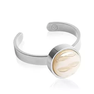 ALEXASCHA Schmuck Silber Ring mit Stein • Offener Edelstahlring • Edelstahl & recyceltes Glas • nachhaltiger Halbedelstein-Look • größenverstellbar (min. Ø 16 mm)