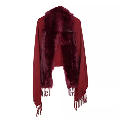 Colours & Beauty Schals & Tücher Colours & Beauty Wintermantel Damen mit Kunstfell | Umhang mit Kapuze | Poncho Damen Elegant | Warm Schal Damen | Mantel Damen | Kapuzenschal | Pelzmantel Damen | Cape Frauen