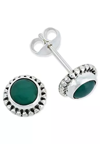 mantraroma Schmuck Ohrstecker 925 Silber Stein Edelstein Ohrringe echt Silber Damen Sterling Silber Stecker Geschenk (MOS-025)