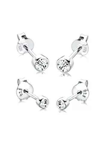Elli Schmuck Elli Ohrringe Damen Ohrstecker 2er Set Basic mit Kristall in 925 Sterling Silber