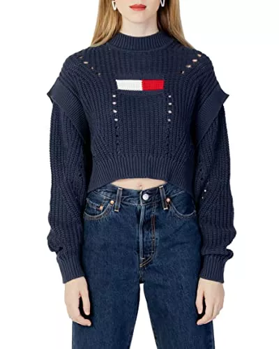 Tommy Hilfiger Pullover & Strickmode Tommy Hilfiger - Damen Pullover Oversized Flagge Marineblau Strickpullover