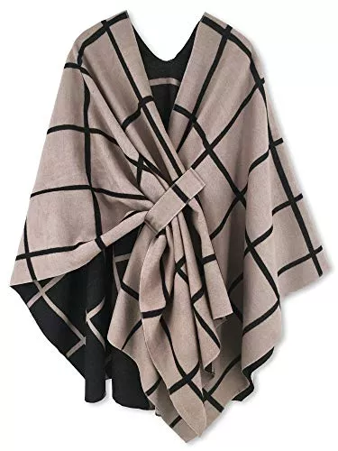 breezy lane Schals & Tücher breezy lane Damen Poncho Schal Strick Cape Reversible Wraps Elegant Übergroße Ruana Cardigan Geschenke für Mutter