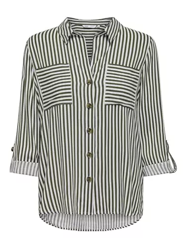 ONLY Langarmblusen ONLY Female Hemd Normal geschnitten Hemdkragen Umgeschlagene Ärmelbündchen Hemd