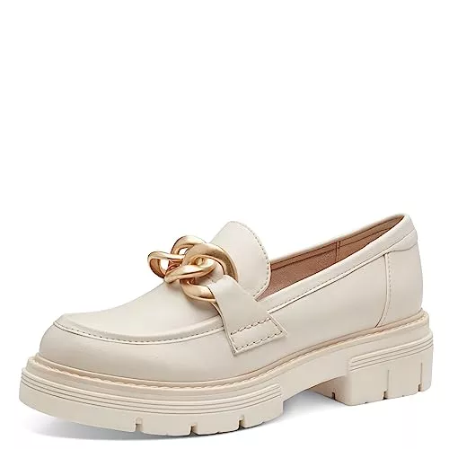 MARCO TOZZI Flache Schuhe MARCO TOZZI Damen Loafer mit Plateau aus Kunstleder mit Kette