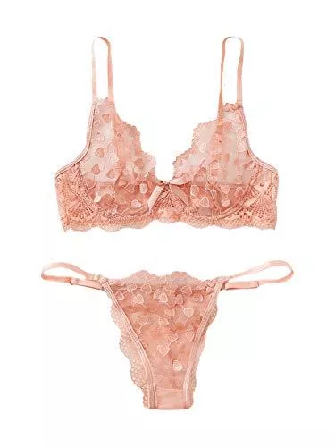 SOLY HUX Unterwäsche & Dessous SOLY HUX Damen Floral Stickerei Bügel Mesh BH und Panty Dessous Set