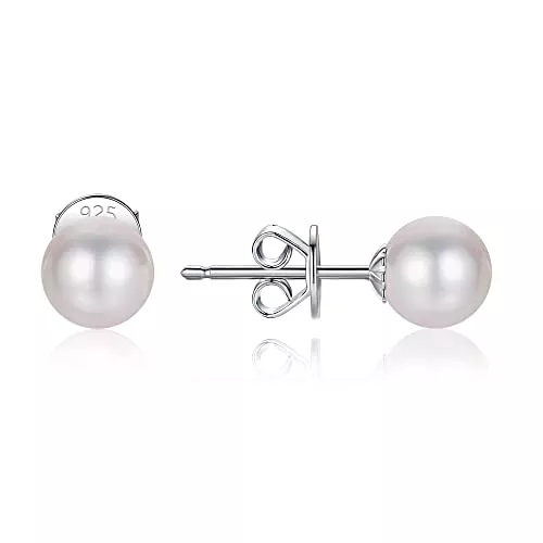 LUCKMORA Schmuck LUCKMORA Süßwasserperlen Ohrringe Runde 925 Sterling Silber Echt Perlenohrringe Stecker für Damen weißen Süßwasser-Zuchtperlen Ohrringe Ohrstecker